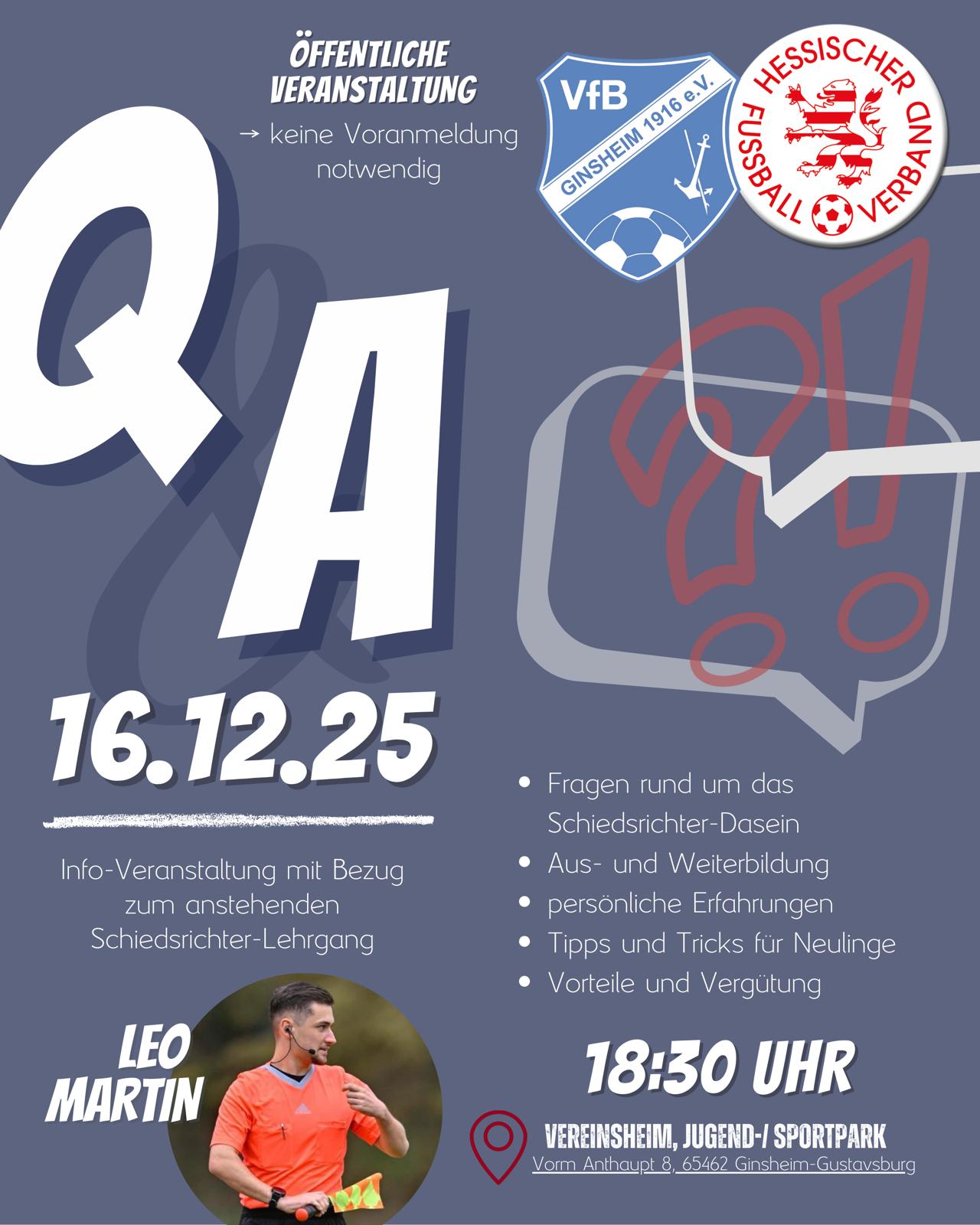 Mehr über den Artikel erfahren Infoveranstaltung zur Schiedsrichter-Ausbildung mit Leo Martin