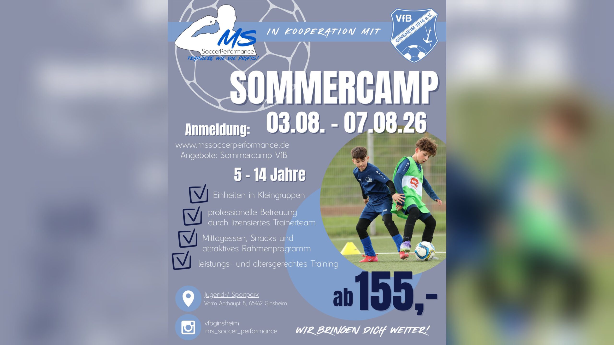 Sie betrachten gerade MS SoccerPerformance: Sommerferiencamp in Ginsheim von Mo. 03. bis Fr. 07. August 2026