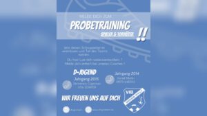 Mehr über den Artikel erfahren D-Jugend Probetraining Spieler + Torhüter – Jahrgänge 2014/15/16